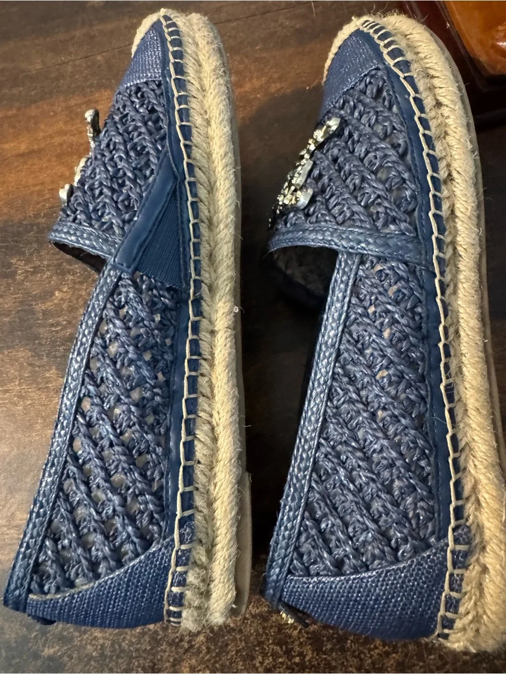 Sam Edelman Khiara Emblem Embellished Espadrille Flats in Hudson Blue Size 9
